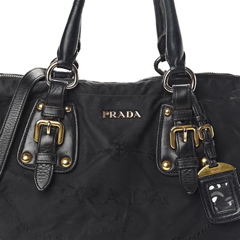 prada shopping tote tessuto large black|Prada nylon tote.